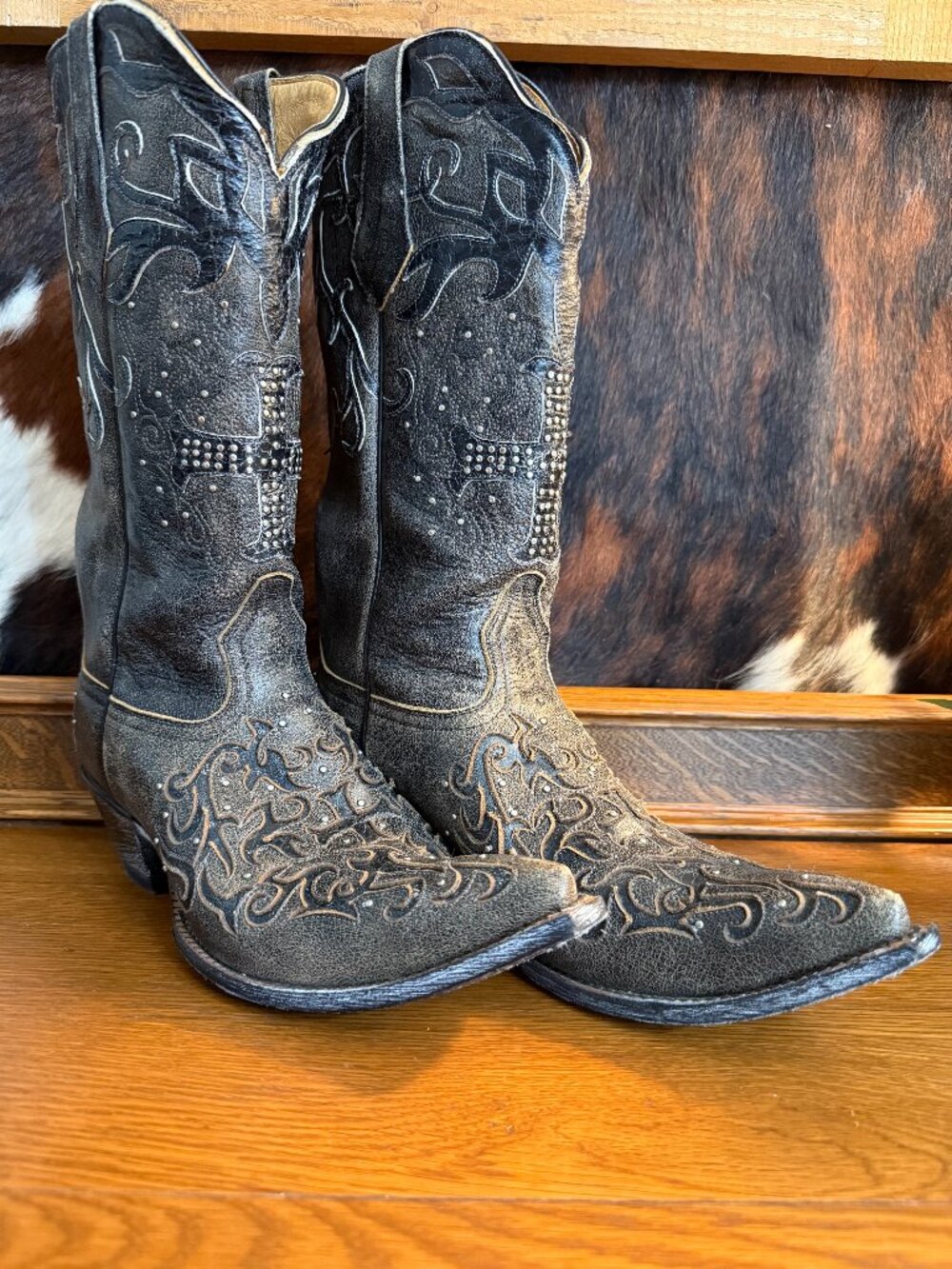 Johnny Ringo Sagrada Collection Black Crackle Boots | Size 9.5